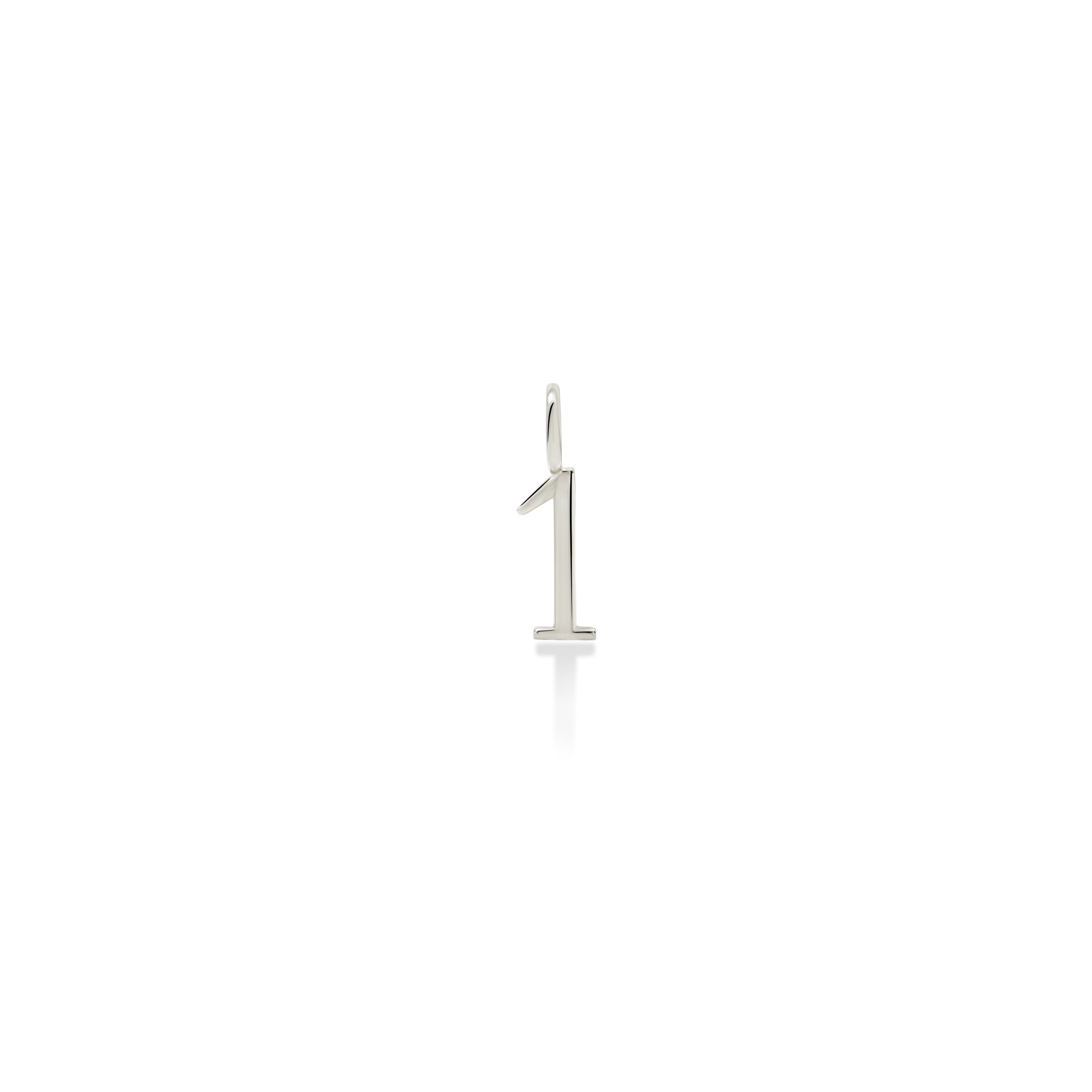 14K Recycled White Gold Number 1 Charm 