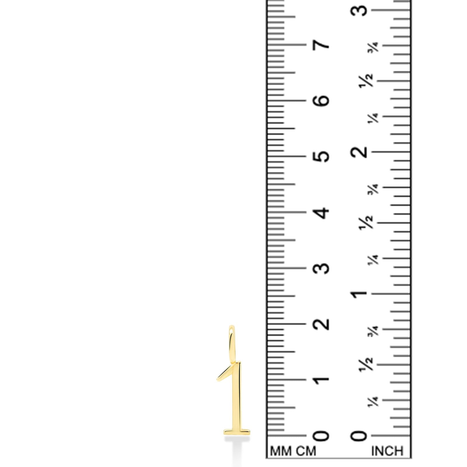 14K Recycled Yellow Gold Number 1 Charm on a white background