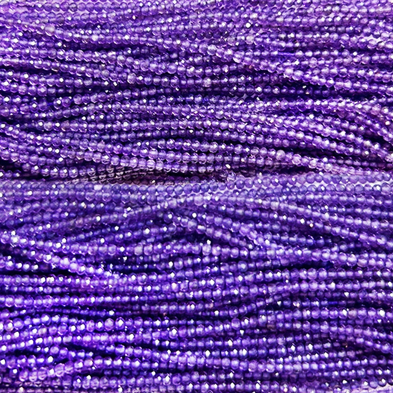 2mm faceted slim gemstone necklace swatch in Amethyst