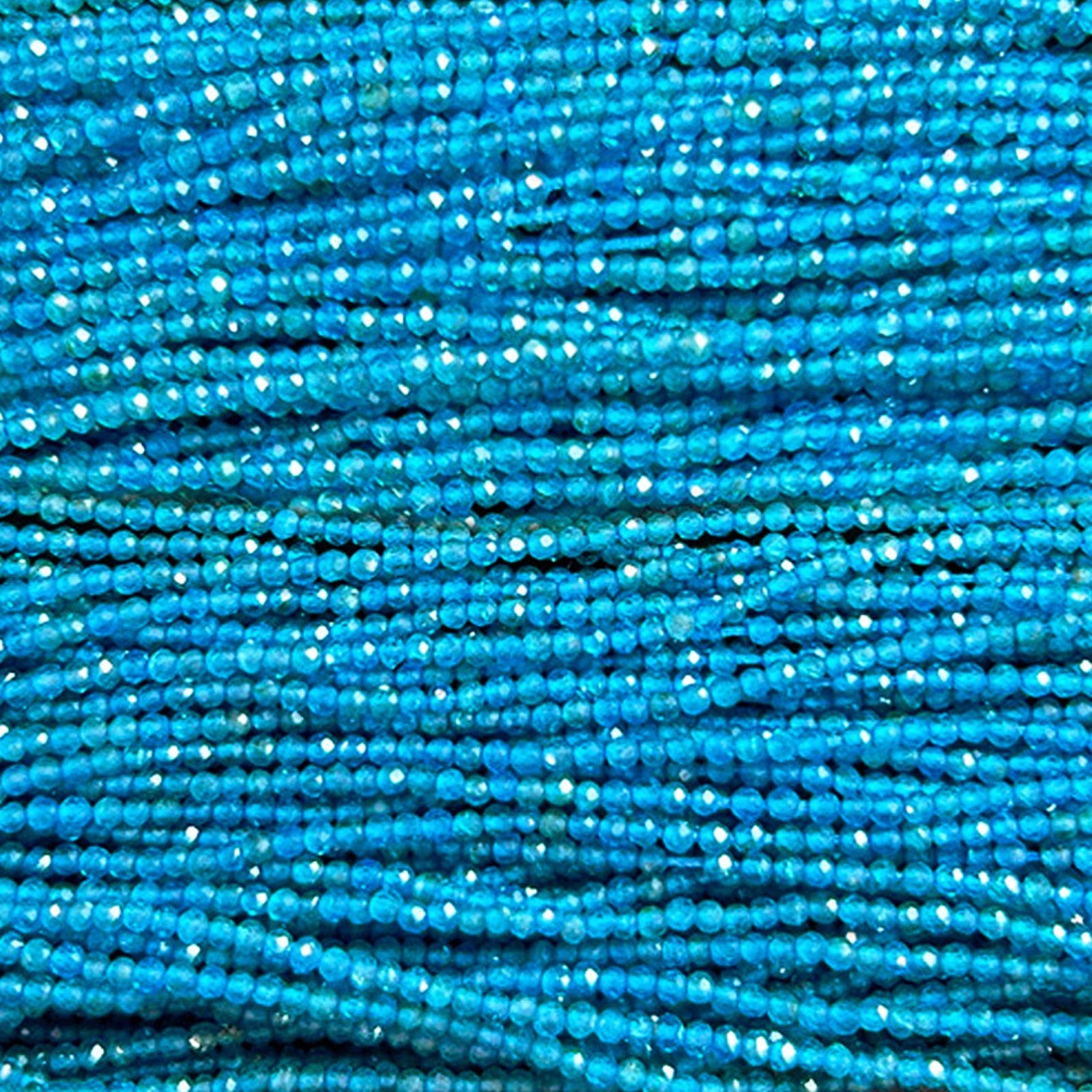 2mm faceted slim gemstone necklace swatch in Apatite