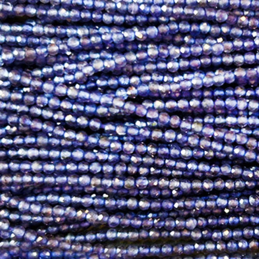 2mm faceted slim gemstone necklace swatch in Iolite