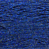 Shimmering slim gemstone beaded necklace made of 2mm faceted stones in Lapis swatch
