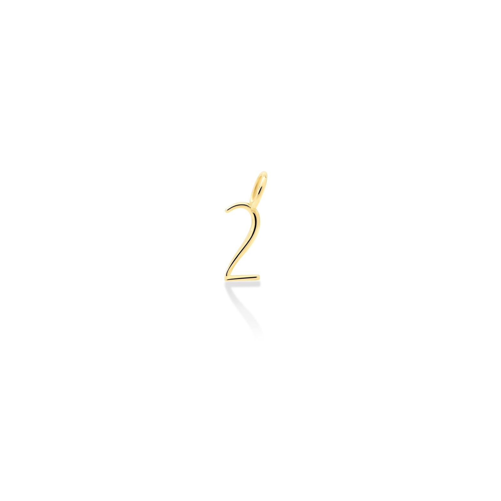 14K Recycled Yellow Gold Number 2 Charm 
