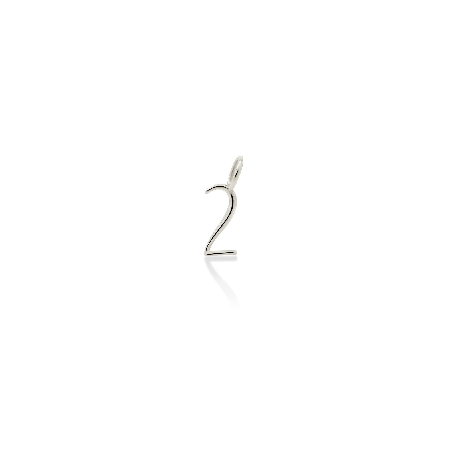 14K Recycled White Gold Number 2 Charm 