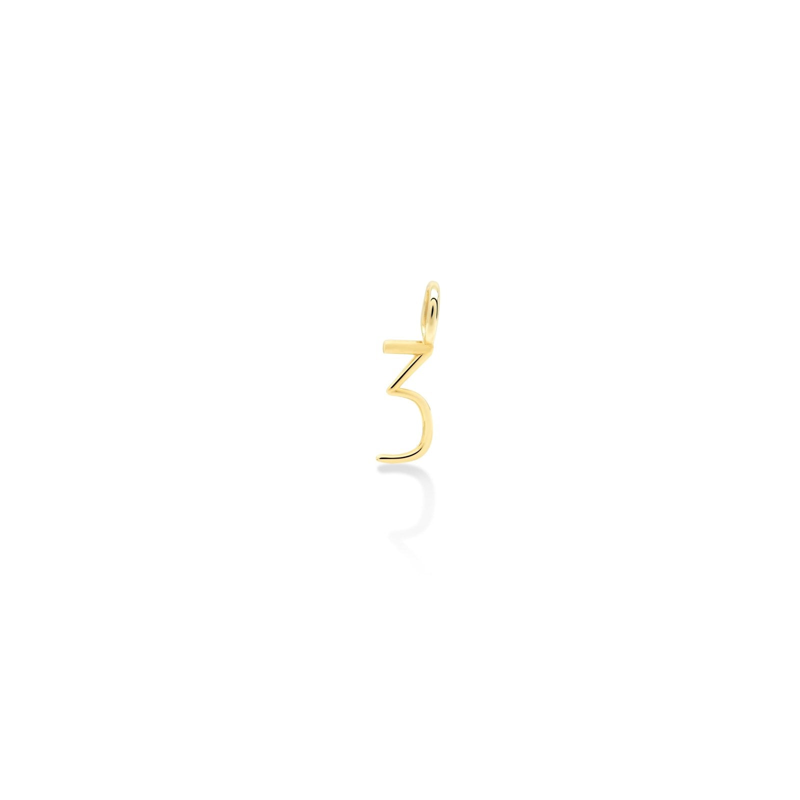 14K Recycled Yellow Gold Number 3 Charm 