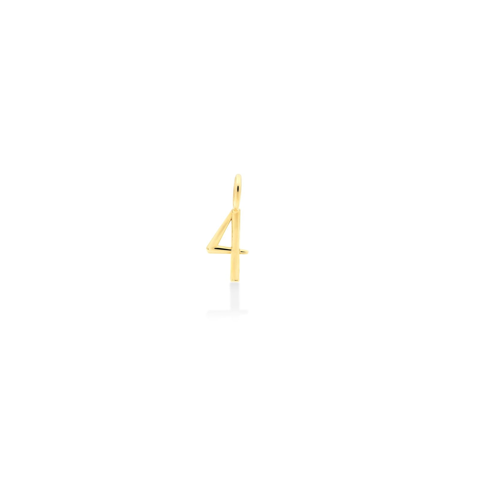 14K Recycled Yellow Gold Number 4 Charm 