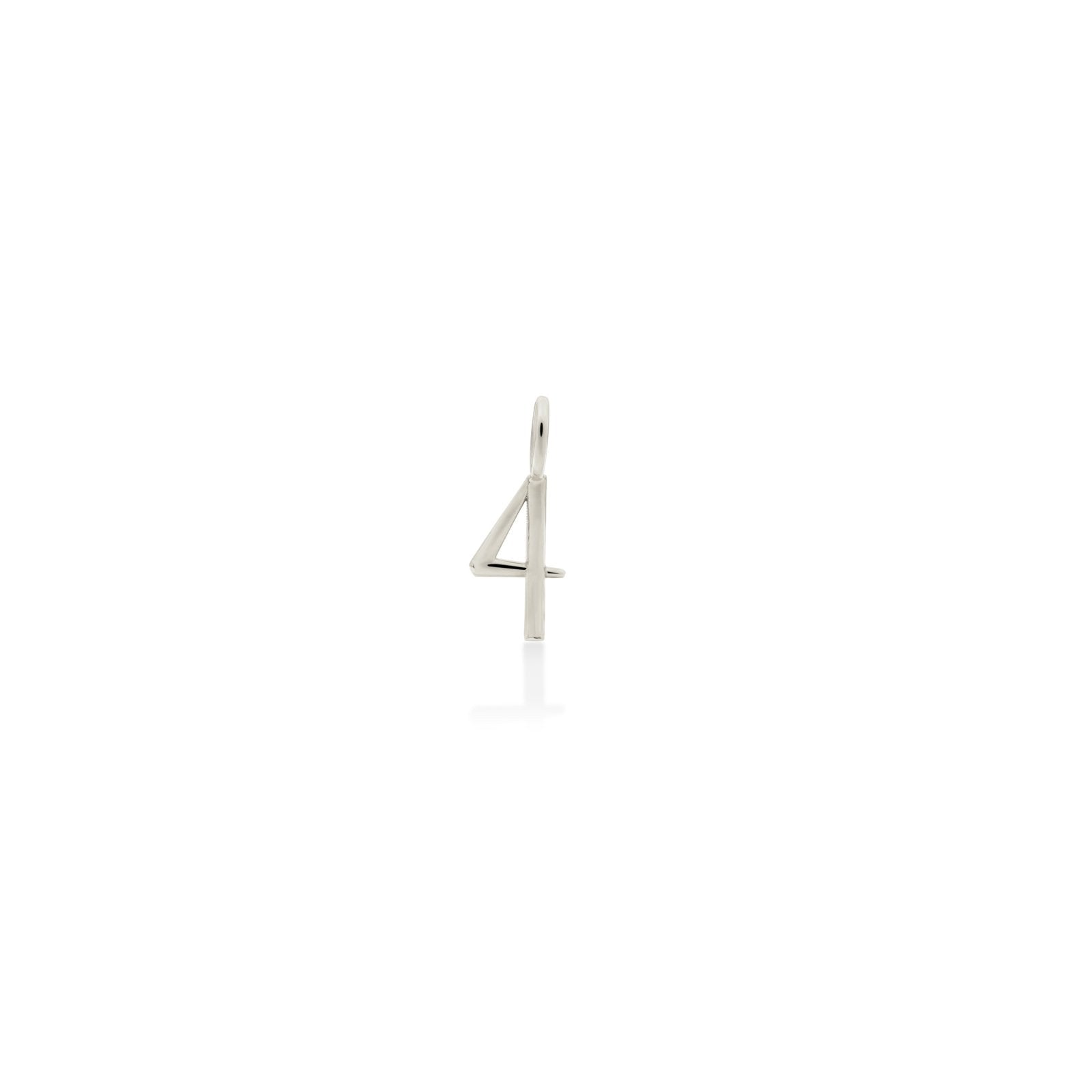14K Recycled White Gold Number 4 Charm 