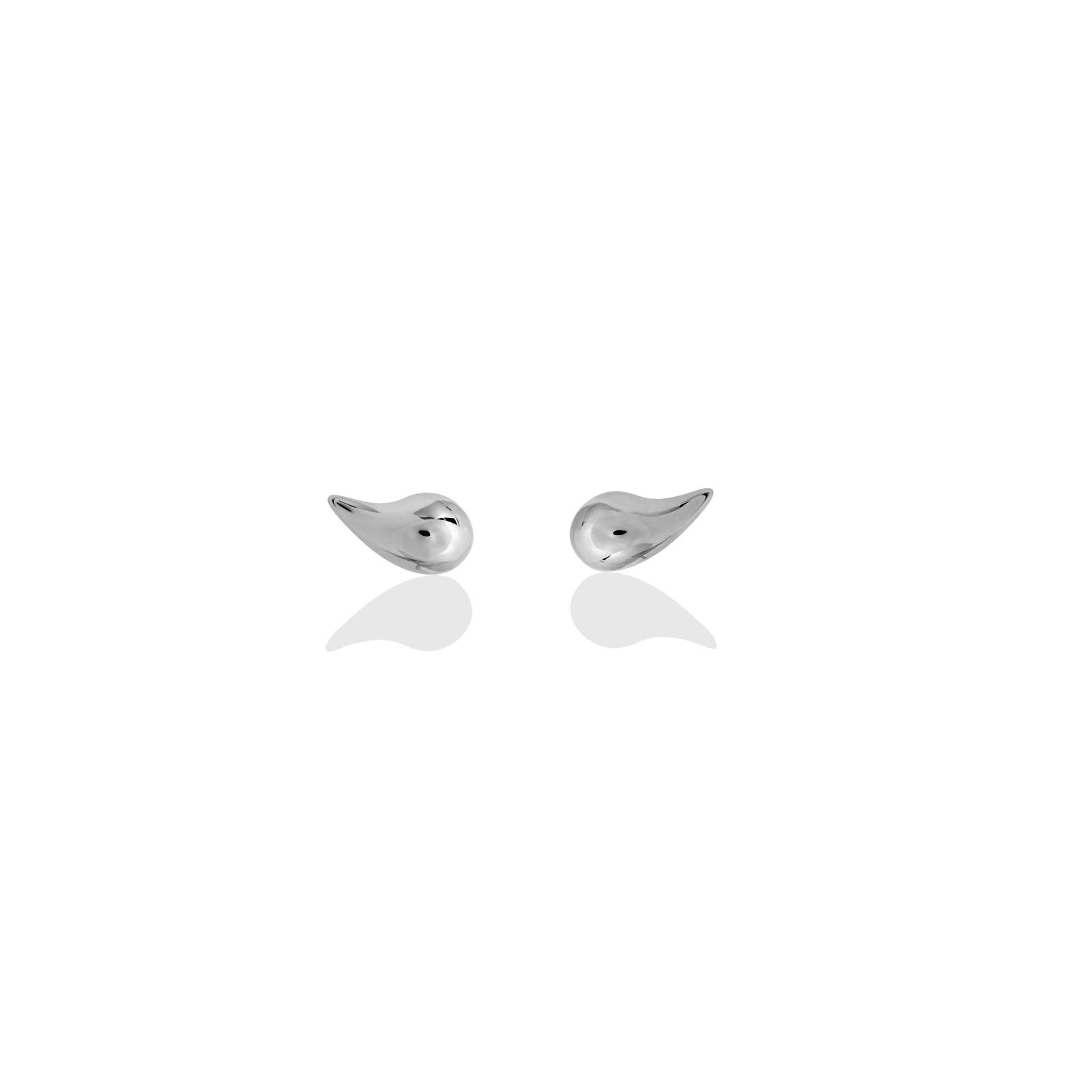 14k recycled white gold Molten Studs on a white background