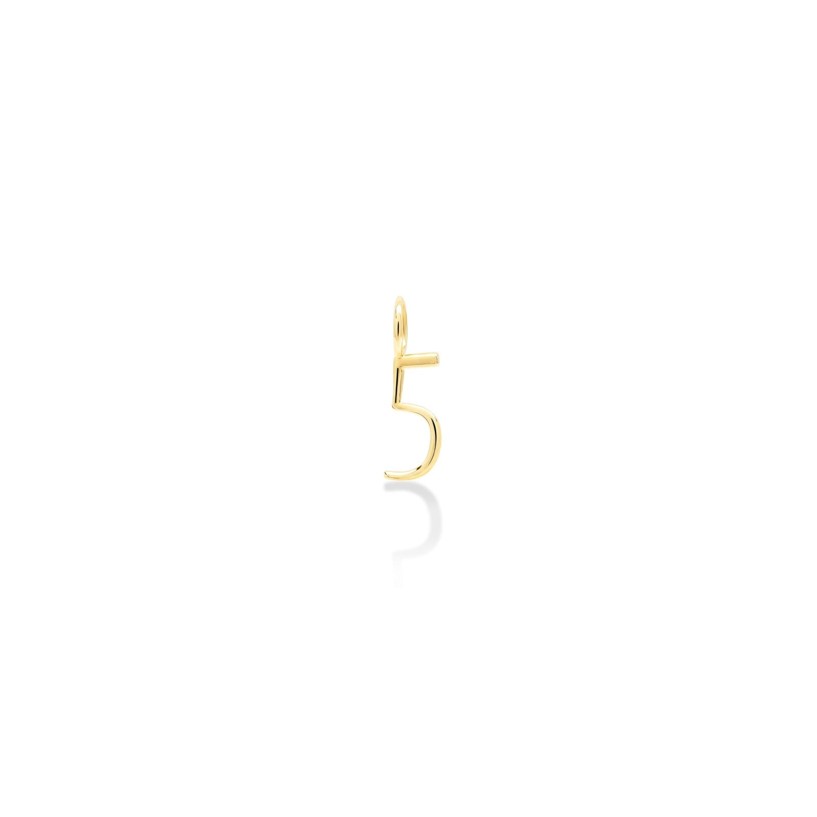 14K Recycled Yellow Gold Number 5 Charm 