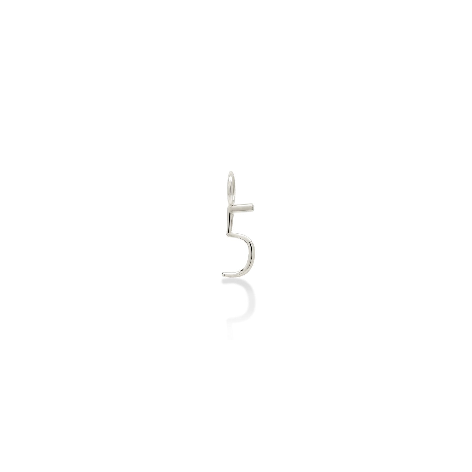 14K Recycled White Gold Number 5 Charm 