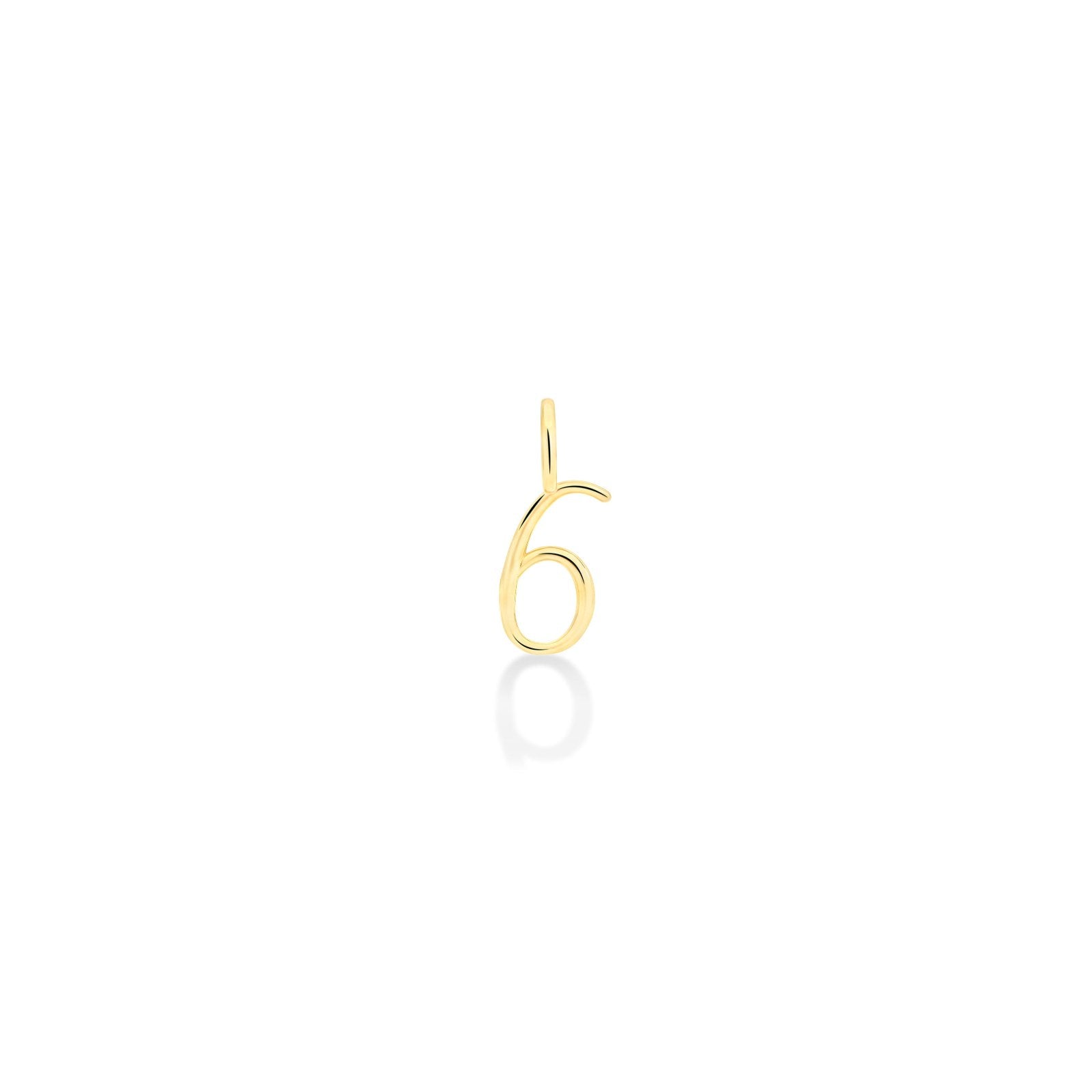 14K Recycled Yellow Gold Number 6 Charm 
