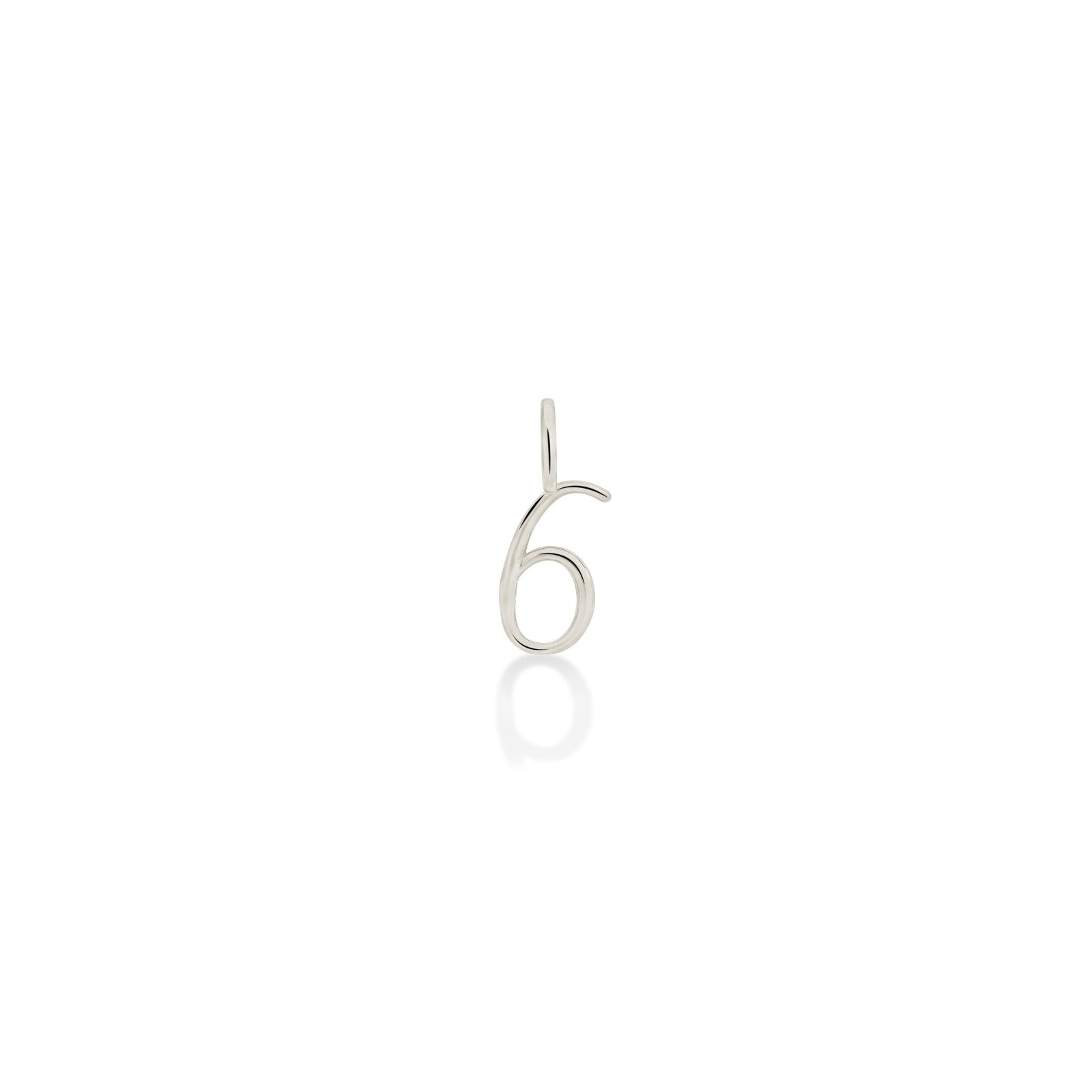 14K Recycled White Gold Number 6 Charm 