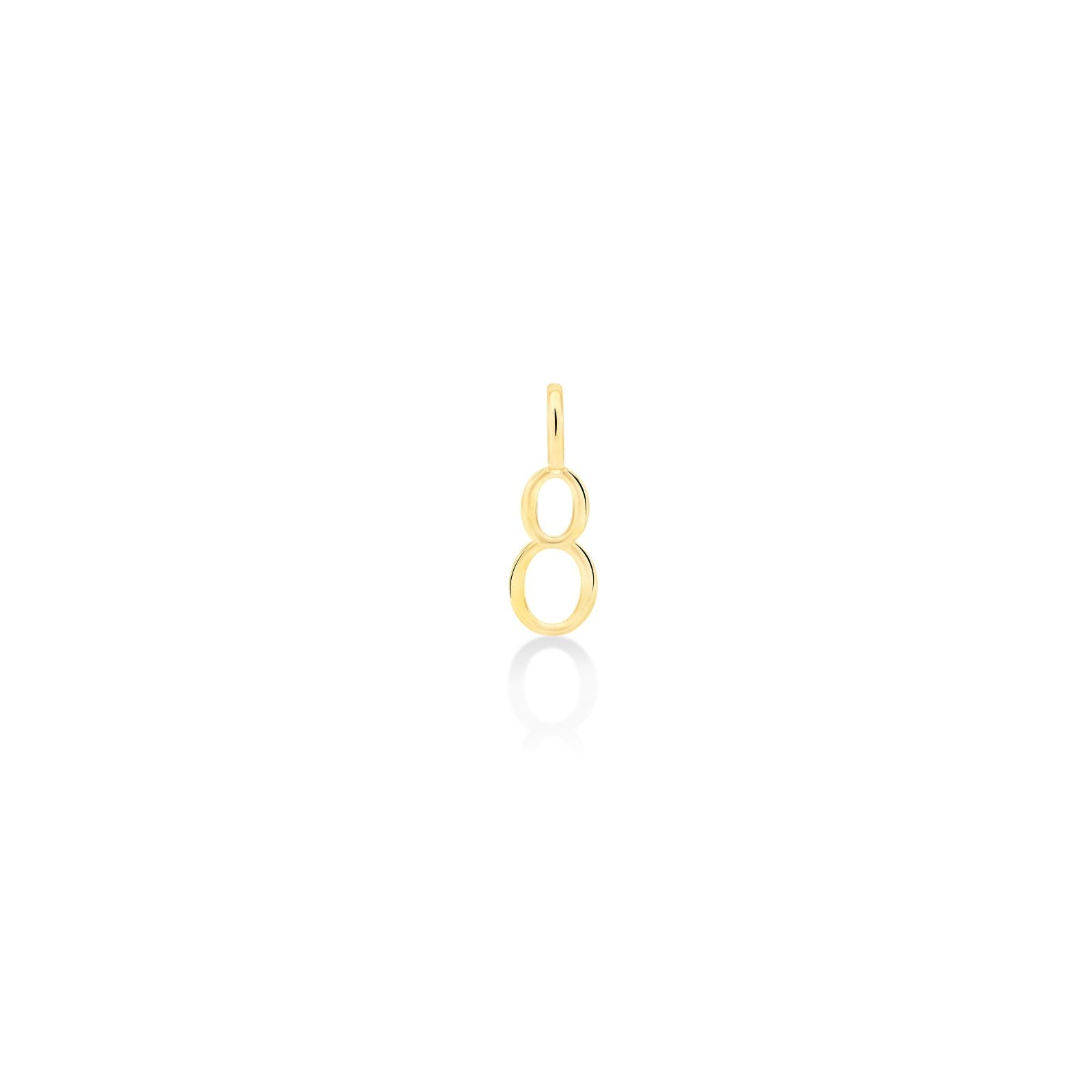 14K Recycled Yellow Gold Number 8 Charm 