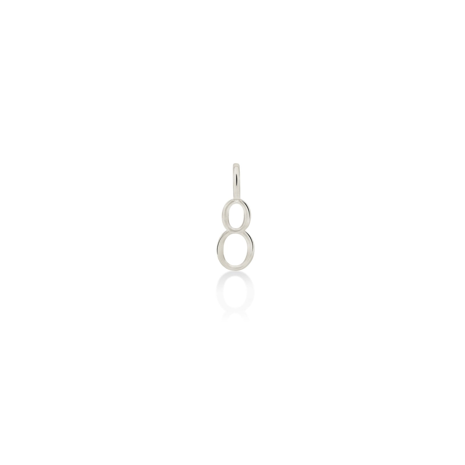 14K Recycled White Gold Number 8 Charm 