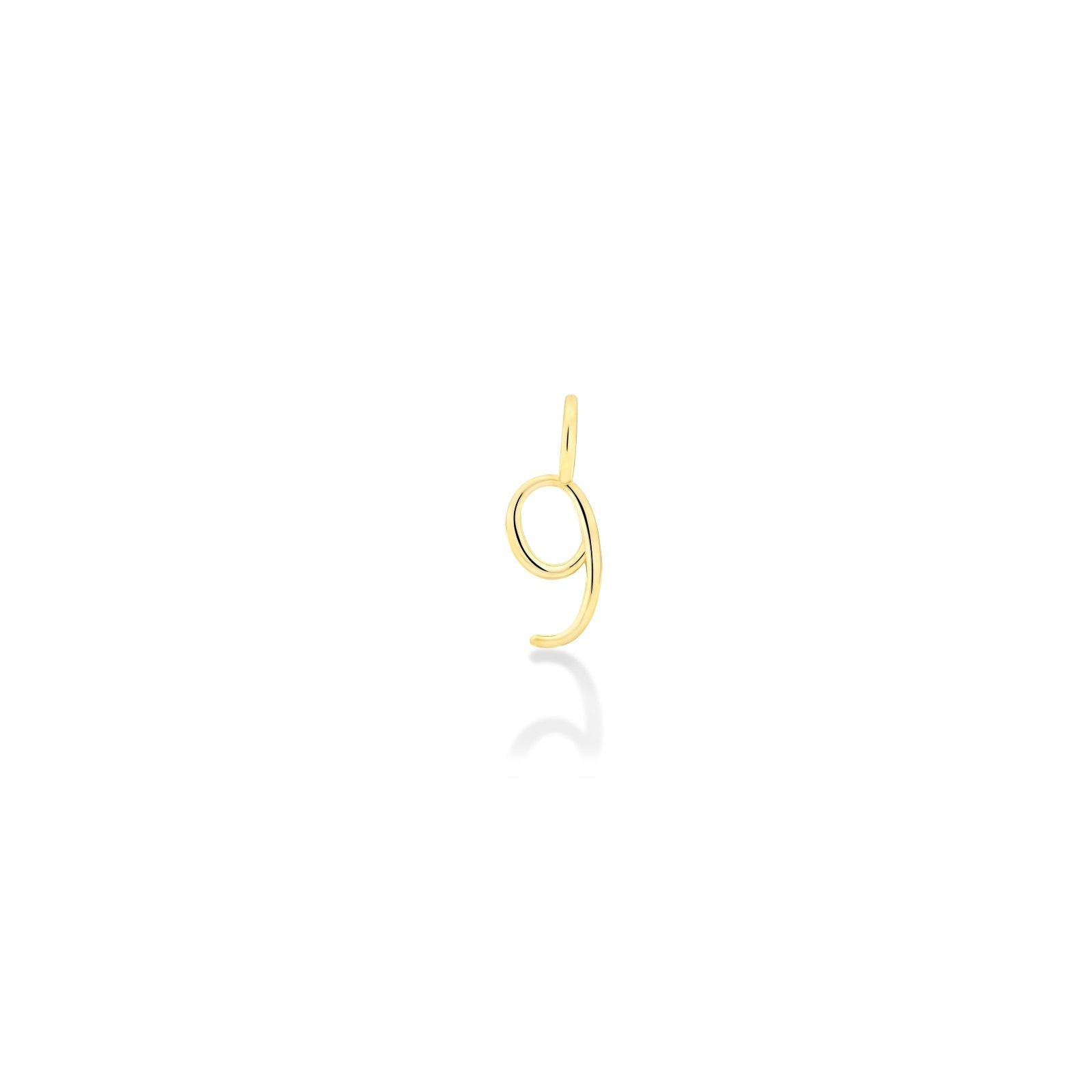 14K Recycled Yellow Gold Number 9 Charm 