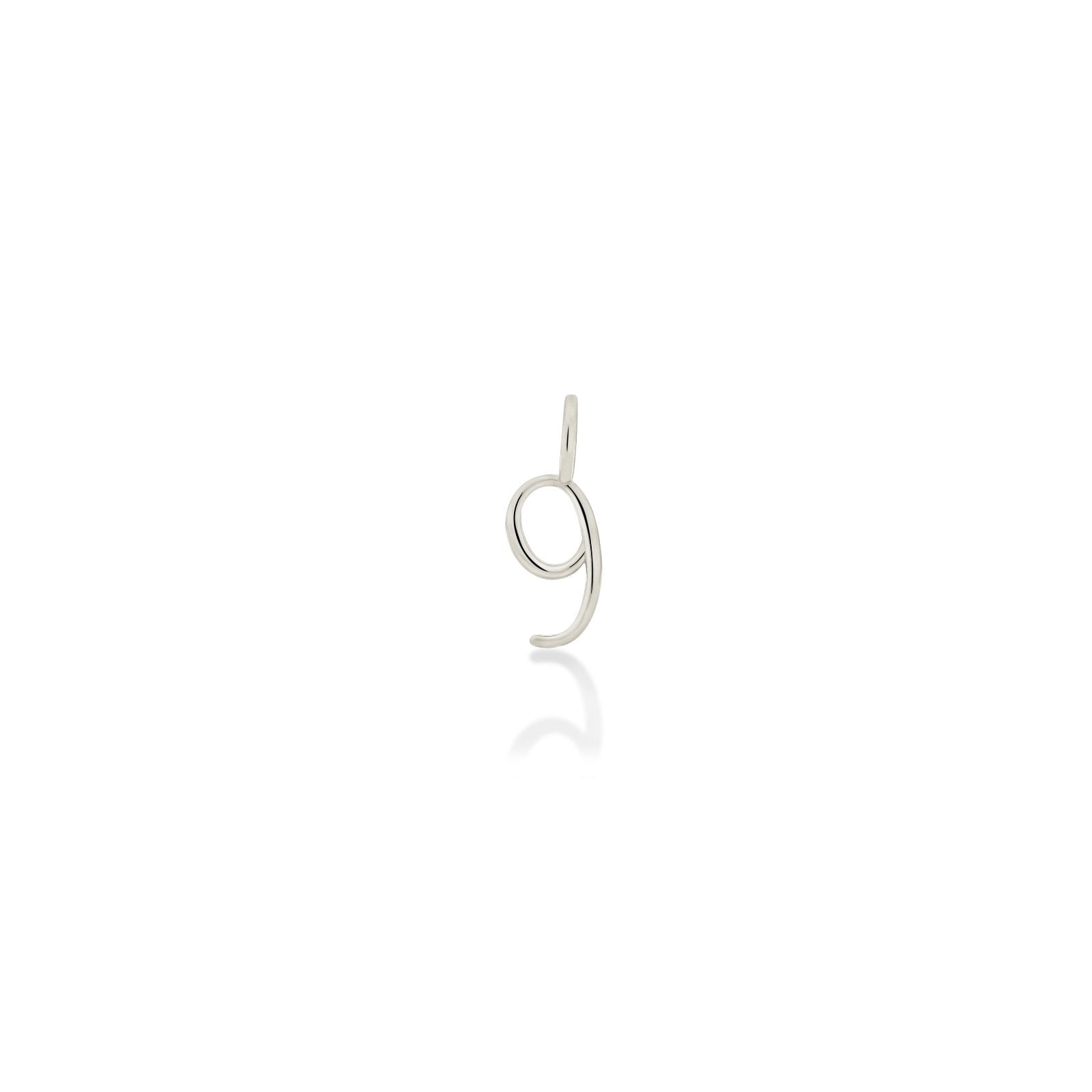 14K Recycled White Gold Number 9 Charm 