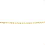 14K Yellow Gold bead chain, enlarged detail shot on white background