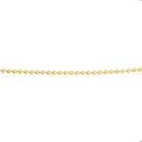 14K Yellow Gold bead chain, enlarged detail shot on white background