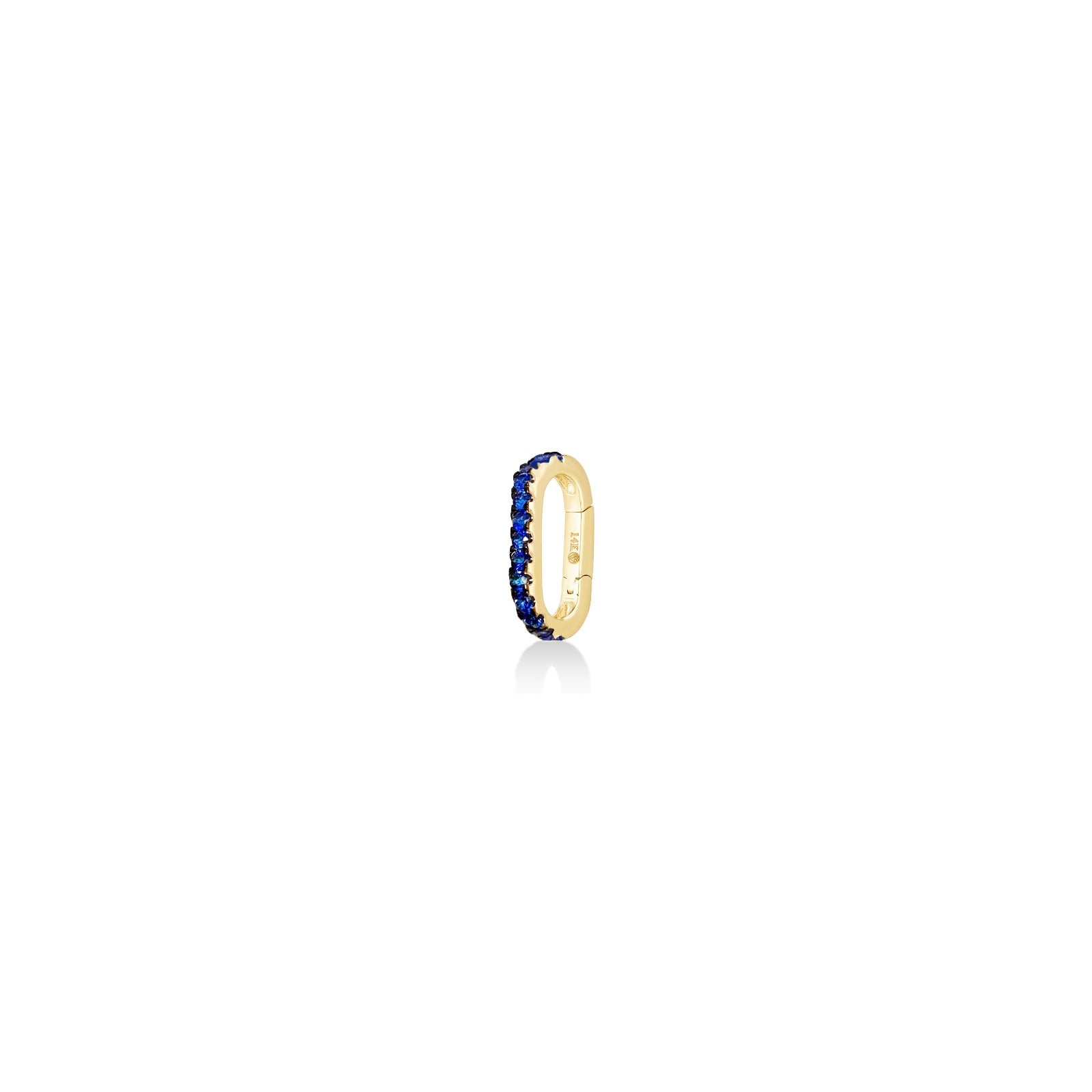 14K gold Small Sapphire Charm Lock on a white background