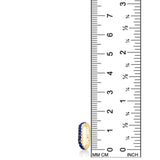 14K gold Small Sapphire Charm Lock on a white background with a ruler, measuring 14mm tall