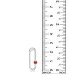 Recycled sterling silver charm lock with carnelian cabochon, from AMANDA PEARL, set against a ruler for scale.