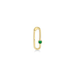 A 14K recycled yellow gold Paperclip charm lock with green onyx gemstone cabochon rom AMANDA PEARL.