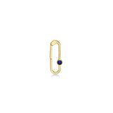 An AMANDA PEARL Paperclip charm lock with Lapis cab bezel set in a 14K recycled yellow gold charm lock.