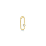 14k recycled yellow gold paperclip charm lock with diamond on a white background