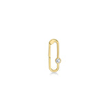 14k recycled yellow gold paperclip charm lock with diamond on a white background