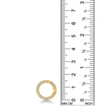 14K Round Pavé Face Charm Lock on a white background with ruler measuring 15mm in diameter