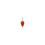 AMANDA PEARL carnelian drop charm with recycled sterling silver ripple bale on a white background.