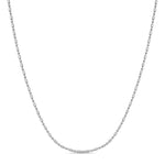 An alternating cylinder bead chain necklace in sterling silver from AMANDA PEARL hangs against a white background.