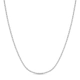 An alternating cylinder bead chain necklace in sterling silver from AMANDA PEARL hangs against a white background.