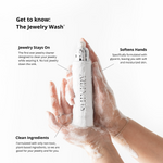 A bottle of Shinery all lathered up, and showing the advantages of using Shinery Jewelry wash.
