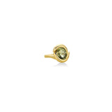 14k recycled gold Molten Knot Ring with Spring Green Tourmaline on a white background