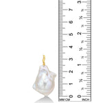 14k Recycled Gold Ripple Bale on a Large Baroque Pearl Charm with a ruler