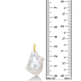 14k Recycled Gold Ripple Bale on a Large Baroque Pearl Charm with a ruler