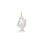 14k Recycled Gold Ripple Bale on a Large Baroque Pearl Charm 