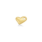 A 14K recycled yellow gold molten heart charm from AMANDA PEARL, sits front facing on a white background with drop shadow.