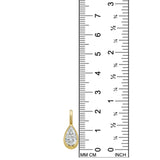 14K Recycled Gold Molten Solitaire Charm in Pear on a white background with ruler measuring 21mm tall
