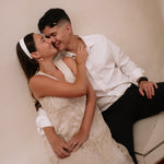 Tucker and Megan, engaged with a molten knot solitaire ring, in their engagement photos.