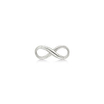 An AMANDA PEARL recycled sterling silver infinity charm lock on a white background.