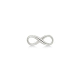 An AMANDA PEARL recycled sterling silver infinity charm lock on a white background.