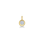 14K Recycled Gold Molten Round Solitaire Charm with Diamond on a white background