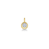 14K Recycled Gold Molten Round Solitaire Charm with Diamond on a white background