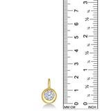 14K Recycled Gold Molten Round Solitaire Charm with Diamond on a white background with ruler measuring, 19mm tall