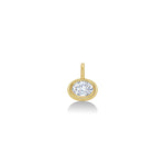 14K Recycled Gold Molten Solitaire Oval Charm with a Lab Grown Diamond