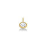 14K Recycled Gold Molten Solitaire Oval Charm with a Lab Grown Diamond