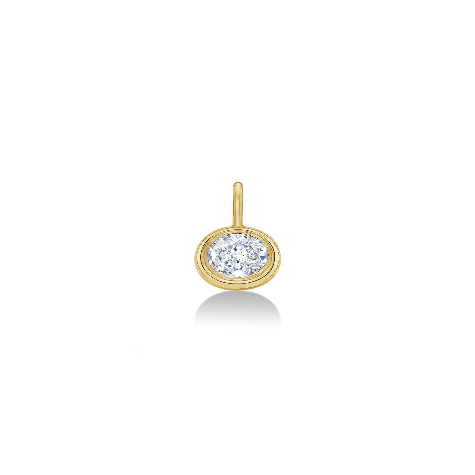 14K Recycled Gold Molten Solitaire Oval Charm with a Lab Grown Diamond