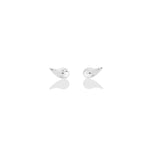 AMANDA PEARL Molten Stud Earrings in recycled sterling silver on a white background next to a ruler.